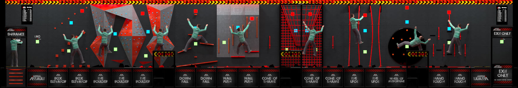 aerial assault obstacle wall system by tag active ltd